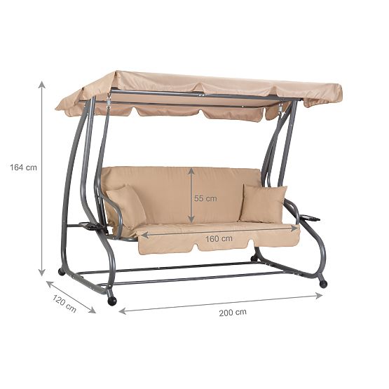 Garden Swing Convertible 2-in-1 with Beige Cushions