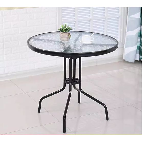 Garden Table 60cm Tempered Glass Table for Garden Terrace Balcony