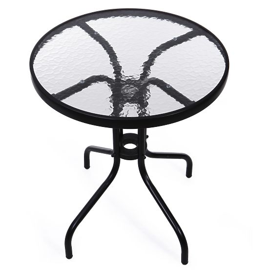 Garden Table 60cm Tempered Glass Table for Garden Terrace Balcony