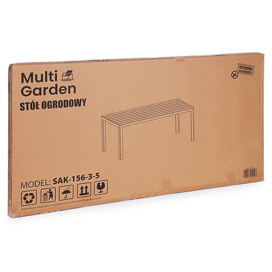 Garden Table for 6 People 156x78 cm Polywood Patio Furniture Beige White MultiGarden