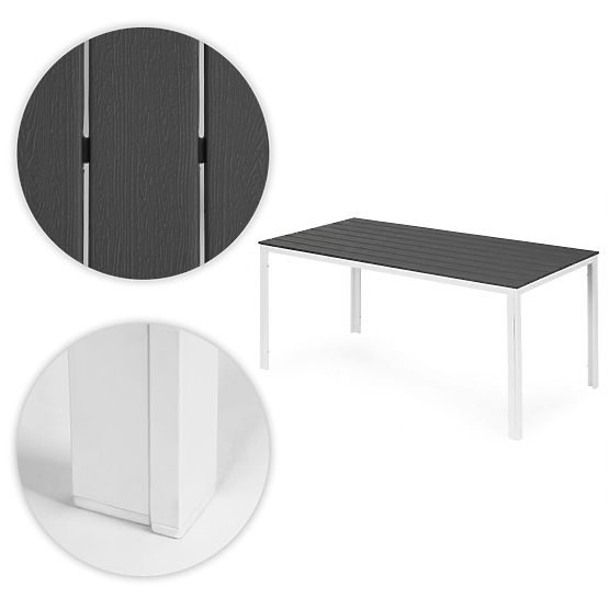 Garden Table for 6 People 156x78 cm Polywood Terrace Furniture Gray White MultiGarden