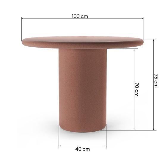 Garden Table Vibonis 100 cm, Round, Cement, Terracotta