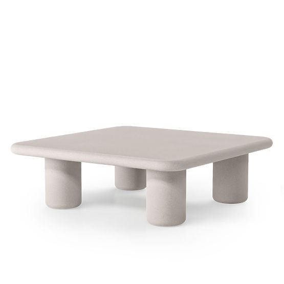 Garden Table Vibonis 100 cm, Square, Cement, Light Beige