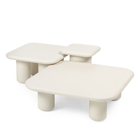 Garden Table Vibonis 70 cm, Square, Cement, Light Beige