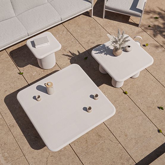 Garden Table Vibonis 70 cm, Square, Cement, Light Beige