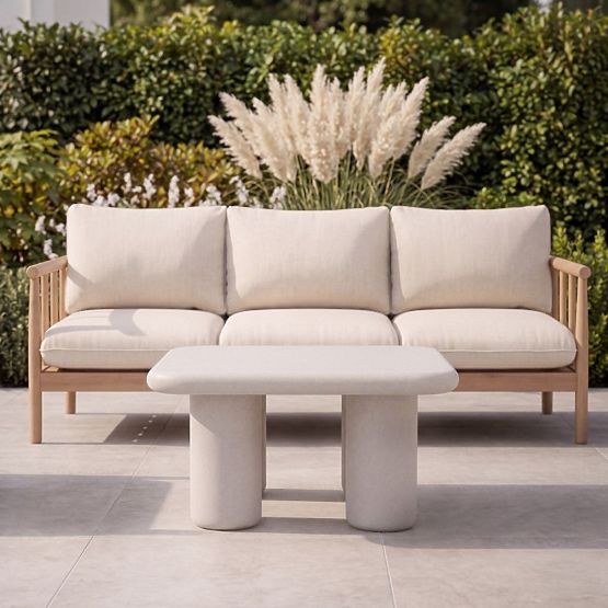Garden Table Vibonis 70 cm, Square, Cement, Light Beige