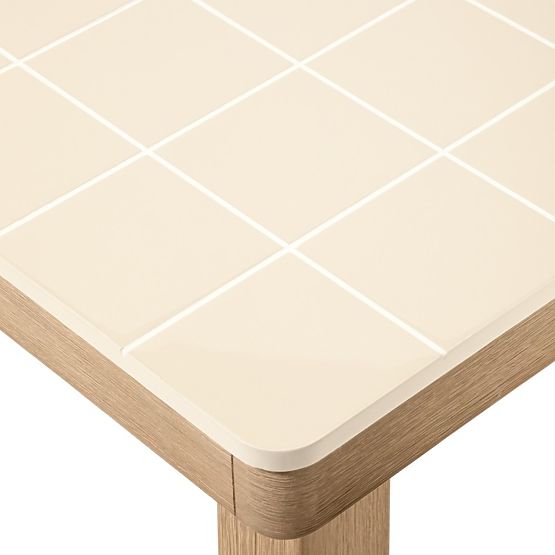 Garden Table Wabi 200 cm with Stone Top, Light Acacia Wood/Light Beige, Rectangular