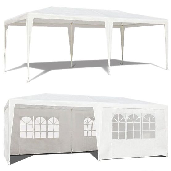 Garden Tent Pavilion 3x6 m 6 Walls White MultiGarden