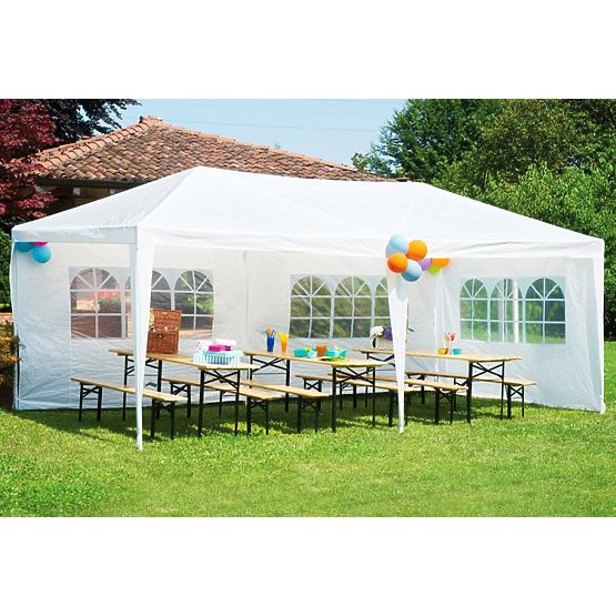 Garden Tent Pavilion 3x6 m 6 Walls White MultiGarden