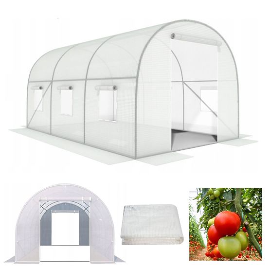 Garden Tunnel Greenhouse 3x2x2 m Multipurpose Metal Frame White Film 2 Entrances