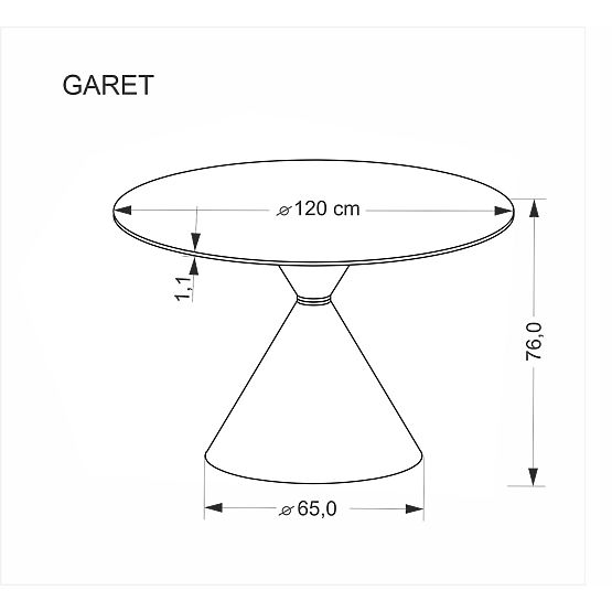 GARET Round Table, White Marble / Black (2p=1pc)