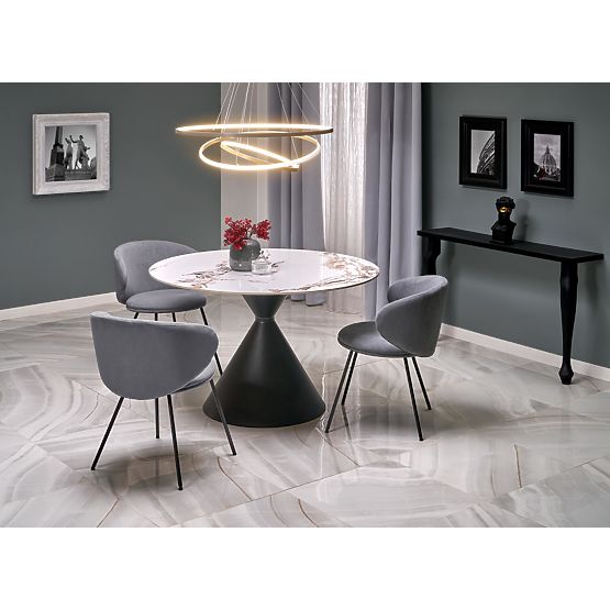 GARET Round Table, White Marble / Black (2p=1pc)