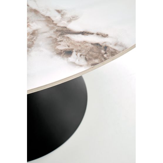 GARET Round Table, White Marble / Black (2p=1pc)
