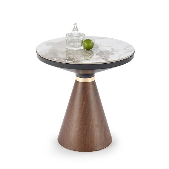 GENESIS_S conference table white marble / walnut / gold