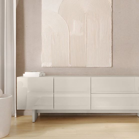 Glim TV Cabinet, Cashmere, Glossy