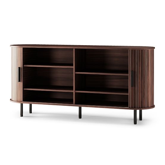 Gliss Dresser, Rounded, Slats, Dark Walnut