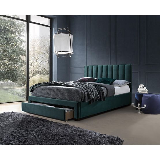 GRACE 140 Bed with Drawers in Dark Green Velvet (3p=1pc)