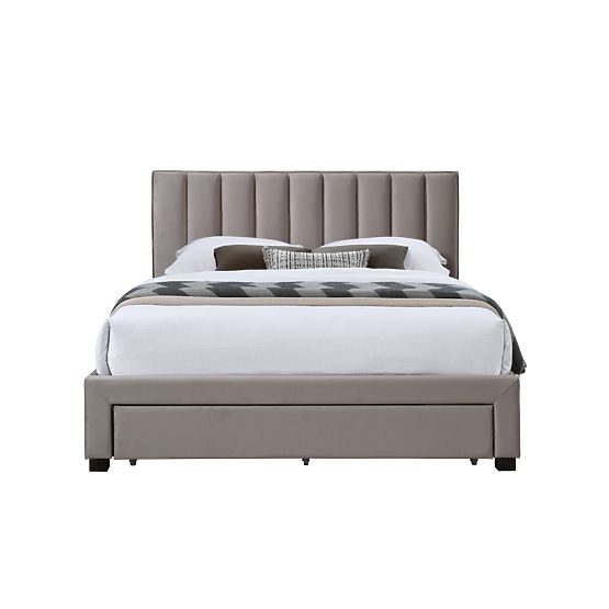 GRACE 160 Bed with Drawers Beige Velvet (3p=1pcs)