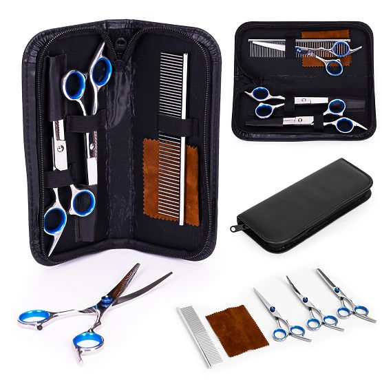 Grooming Set for Trimming Dogs and Cats Scissors Comb Case