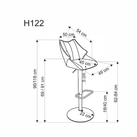 H122 Bar Stool Legs - Black, Seat - Beige (1p=2pcs)