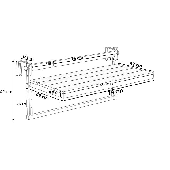 Hanging Balcony Table AGATTI BIS STONEWOOD