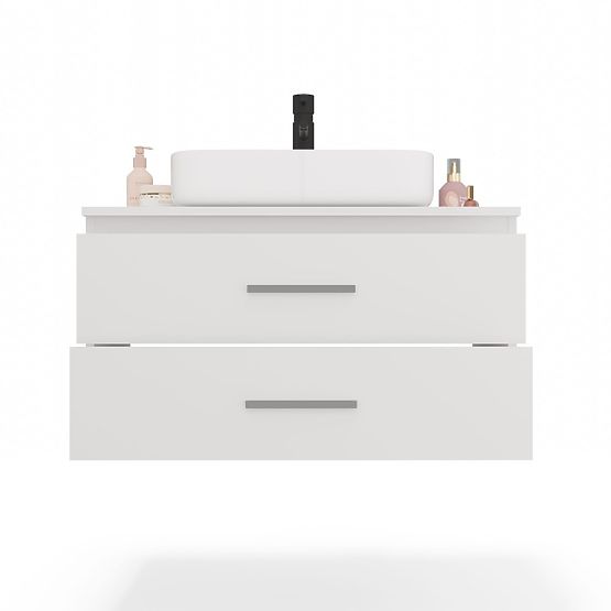 Hanging Bathroom Cabinet NEL 80 White with 2 Drawers Under Sink