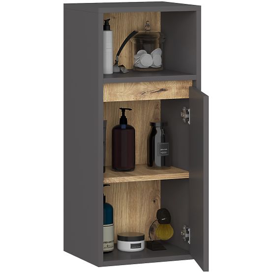 HANGING BATHROOM CABINET VAMI W35 1D 1W GRAPHITE GRAY / ARTISAN OAK