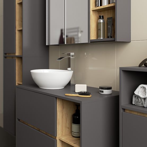 HANGING BATHROOM CABINET VAMI W35 1D 1W GRAPHITE GRAY / ARTISAN OAK