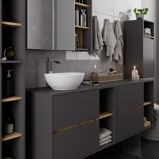 HANGING BATHROOM CABINET VAMI W35 1D 1W GRAPHITE GRAY / ARTISAN OAK