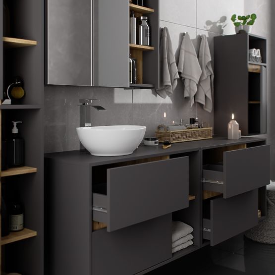 HANGING BATHROOM CABINET VAMI W35 1D 1W GRAPHITE GRAY / ARTISAN OAK
