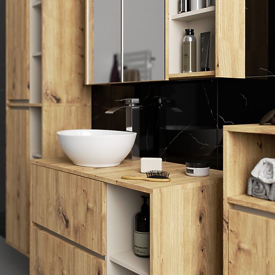 HANGING BATHROOM CABINET VAMI W35 1D 1W OAK ARTISAN / CASHMERE