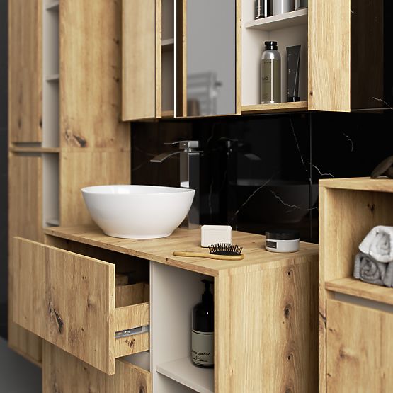 HANGING BATHROOM CABINET VAMI W35 1D 1W OAK ARTISAN / CASHMERE