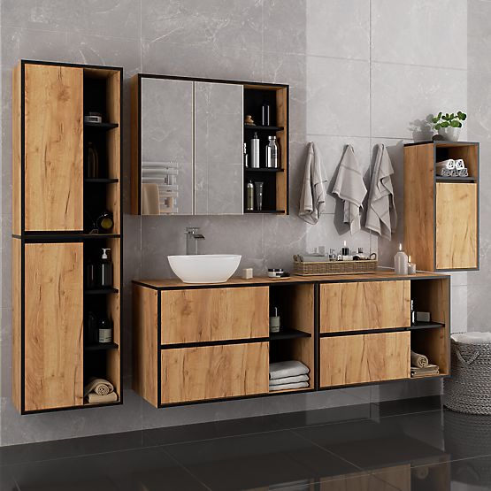 HANGING BATHROOM CABINET VAMI W35 1D 1W OAK CRAFT / BLACK