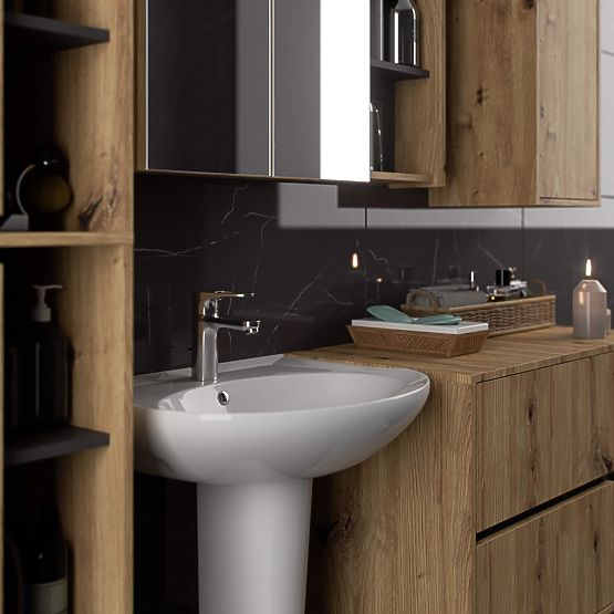 HANGING BATHROOM CABINET VAMI W50 2D 6P ARTISAN OAK / GRAPHITE GRAY
