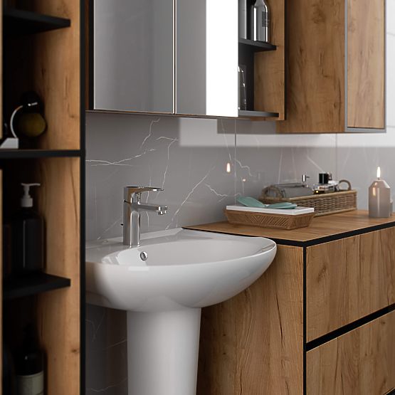 Hanging Bathroom Cabinet VAMI W50 Oak Craft / Black
