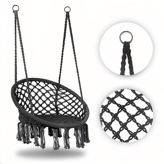 Hanging Chair Boho Garden Swing Stork Nest Grey MultiGarden