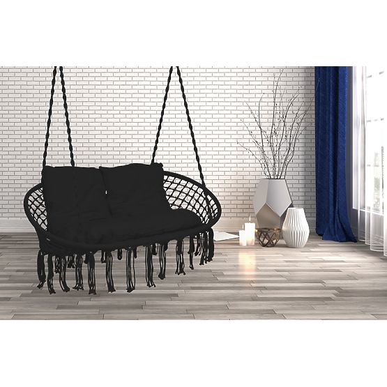 Hanging Chair Stork Nest LAGOS Black with Cushions