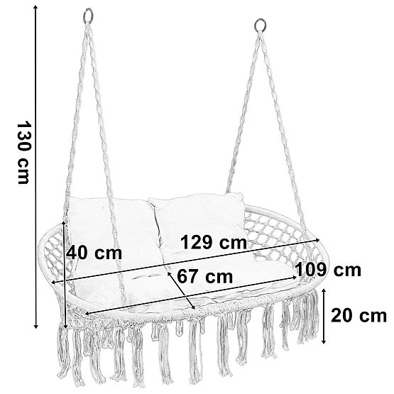 Hanging Chair Stork Nest LAGOS Black with Cushions