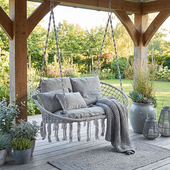 Hanging Chair Stork Nest LAGOS Gray with Cushions