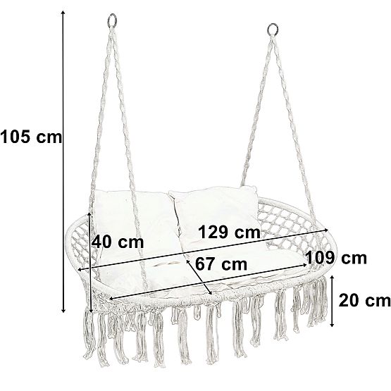 Hanging Chair Stork's Nest LAGOS Cream with Cushions