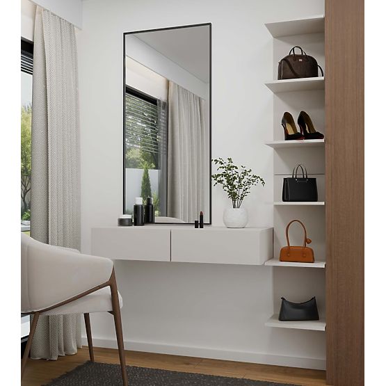 Hanging Cosmetic Dressing Table MIKA 110 cm 2 Drawers for Bedroom CASHMERE Beige