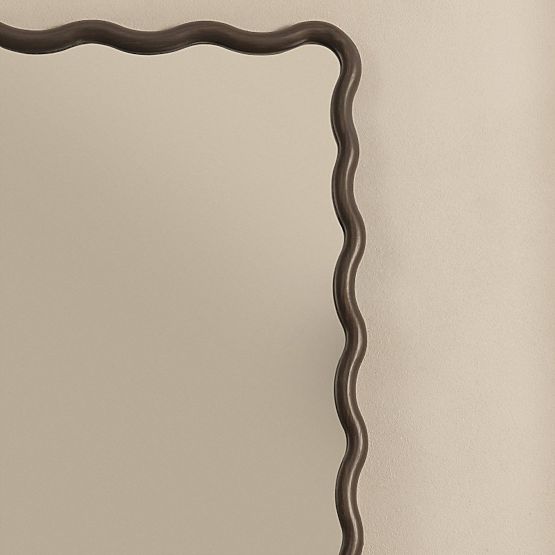 Hanging Mirror Glimmer in Wavy Frame, Dark Walnut