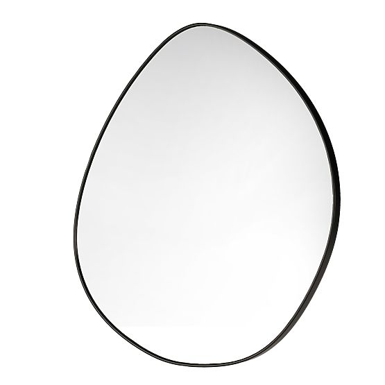Hanging Mirror in Black Frame Alonzo, 64x60 cm, Irregular Shape