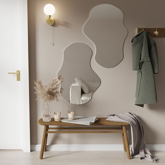 Hanging Mirror in Black Frame Zoe, 80x55 cm, Irregular Shape