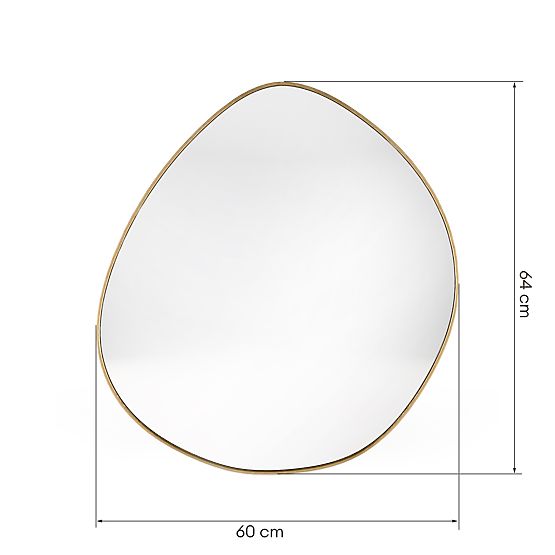 Hanging Mirror in Gold Frame Alonzo, 64x60 cm, Irregular Shape