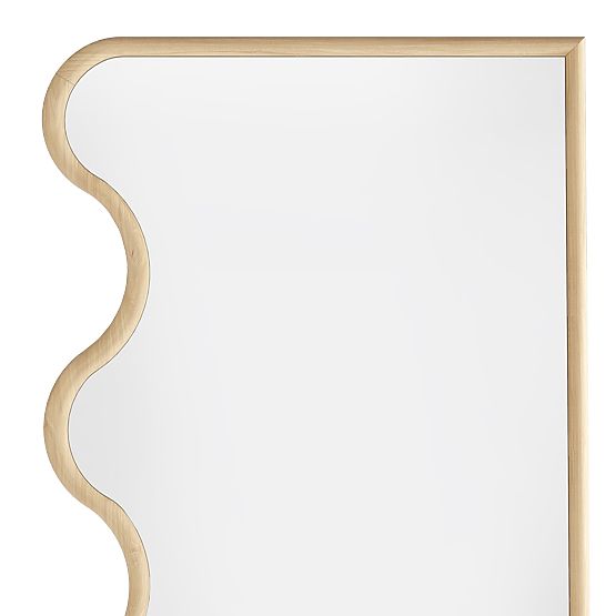 Hanging Mirror in Wavy Frame Noelie, 140x70 cm, Rectangular, Paulownia Wood, Natural