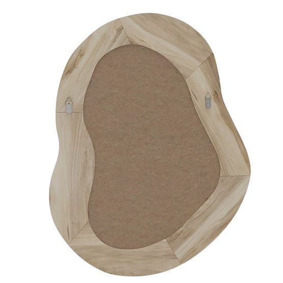 Hanging Mirror in Wooden Frame Lia 75x60 cm, Organic Shape, Irregular Shape, Natural