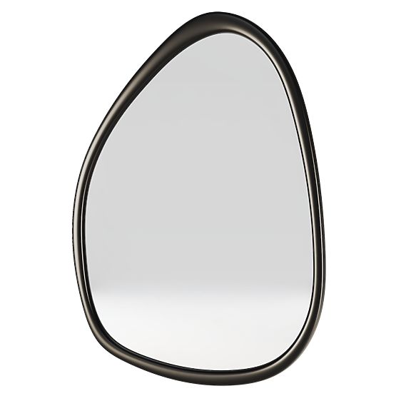 Hanging Mirror in Wooden Frame Lisa 70x90 cm, Irregular Shape, Black