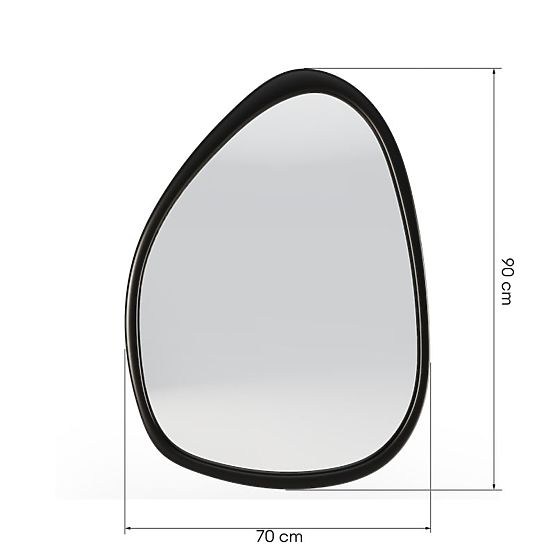 Hanging Mirror in Wooden Frame Lisa 70x90 cm, Irregular Shape, Black