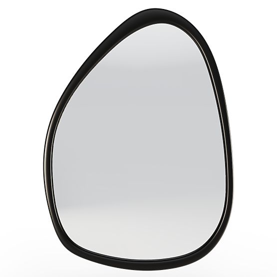 Hanging Mirror in Wooden Frame Lisa 70x90 cm, Irregular Shape, Black